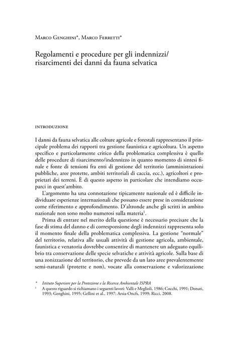 Pdf Regolamenti E Procedure Per Gli Indennizzi Risarcimenti Dei Danni