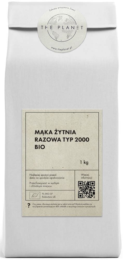 MĄKA ŻYTNIA RAZOWA TYP 2000 BIO 1 kg THE PLANET Eko Ninja