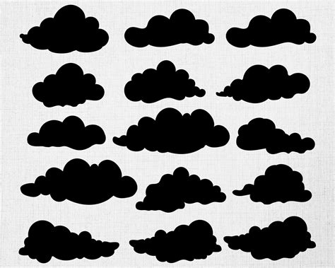 Clouds Svg Digital Download Weather Cloud Svg Silhouette Black