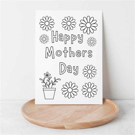 Colorable Mothers Day Cards, Coloring Cards for Mothers Day, Printable Card for Mom, Mother's ...