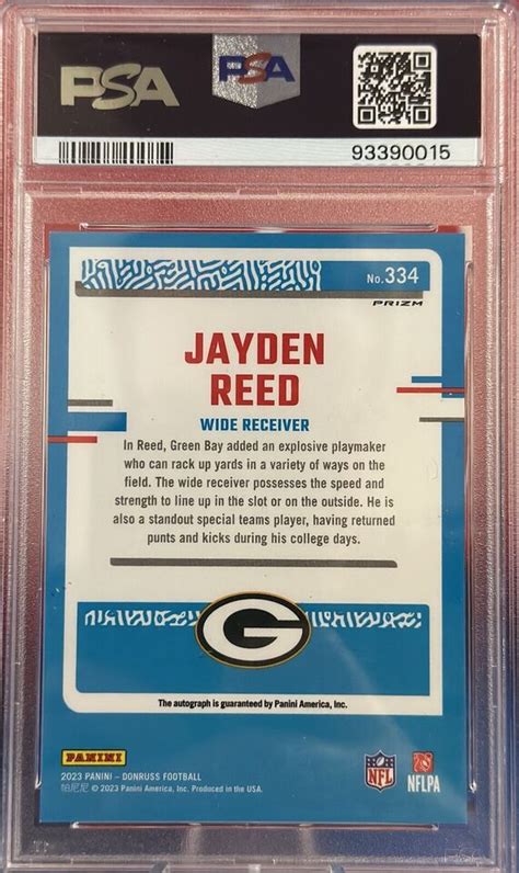 Donruss Jayden Reed Optic Preview Autograph Psa Mint Ebay