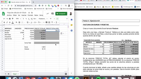 Ejercicio Google Sheets Facturas Seguimos Con Formulas Copiado De