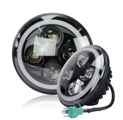 Led Koplamp Set Met Angel Eyes Inch Zwart Voor Jeep Wrangler En Land