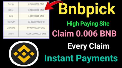 Bnbpick New Free BNB Faucet Website Claim 0 006 BNB Every Claim