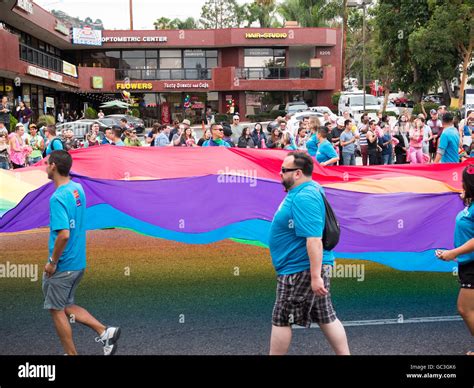 Giant Gay Flag In LA Pride Parade 2016 Stock Photo Alamy