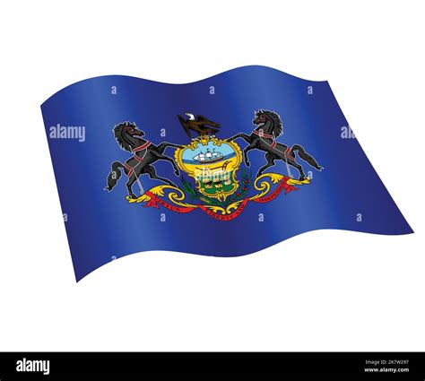 Accurate Correct Pennsylvania Pa State Flag Flying Waving Flowing