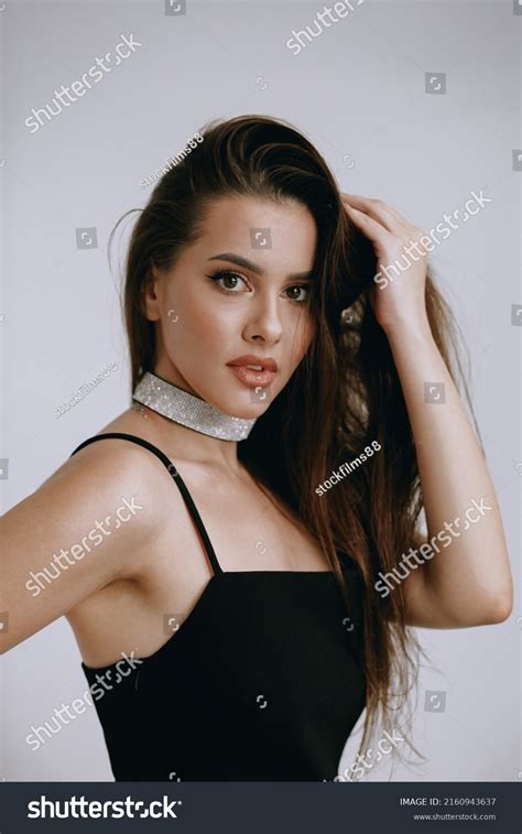 Sexy Portrait Brunette Black Dressbeauty Woman Stock Photo 2160943637 Shutterstock
