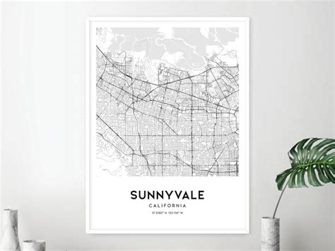 Sunnyvale Map Print, Sunnyvale Map Poster Wall Art, Ca City Map ...