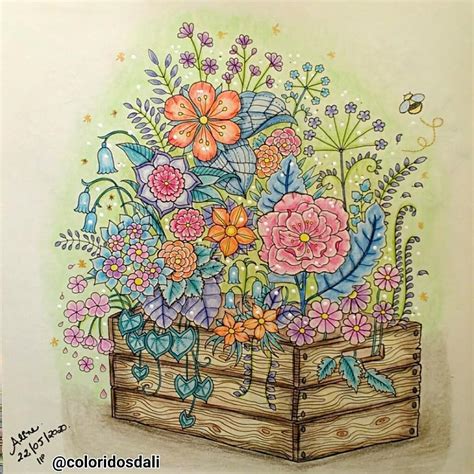 A Drawing Of Flowers In A Wooden Box