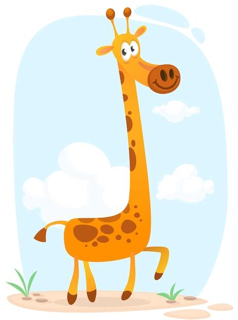 Lustige Giraffe Cartoon Design Vektor Illustration Isoliert Auf Weiss