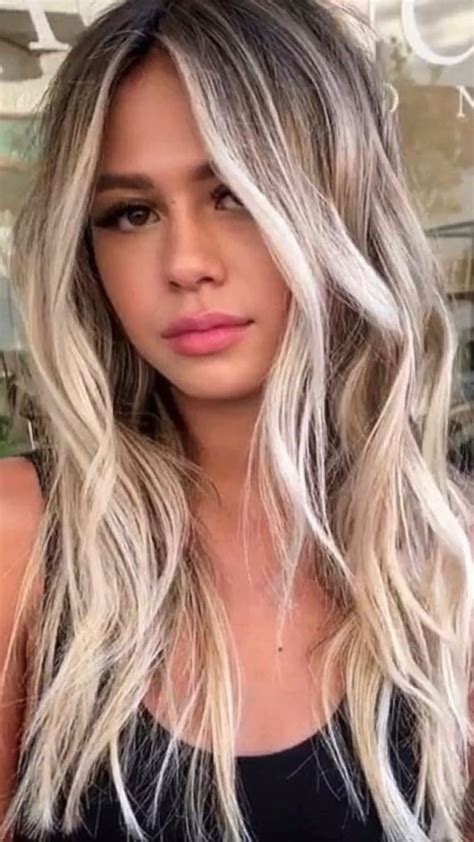Balayage Hair Inspiration Brunette Curtain Bangs Aesthetic Looks Long Hair Icy Blonde Mushroom
