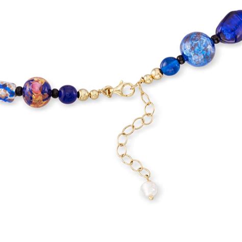 Italian Multicolored Murano Glass Bead Necklace In 18kt Gold Over