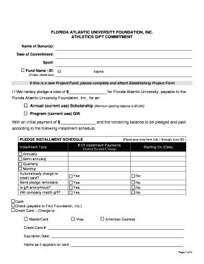 Fillable Online Fauf Fau Athletics Gift Commitment Form Fau