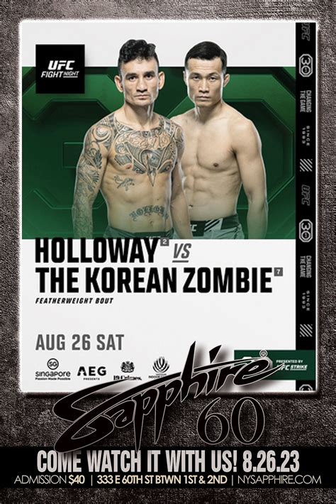 UFC Fight Night Holloway Vs The Korean Zombie 26 AUG 2023