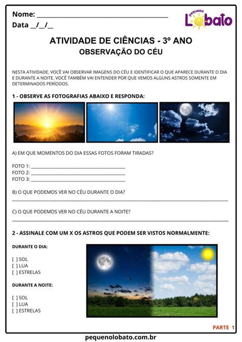 Atividades Sobre Observação Do Céu 3 Ano - Atividades de Ciências 3º Ano - Observação do Céu