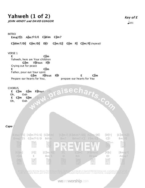 Yahweh Chords PDF (The Brilliance) - PraiseCharts