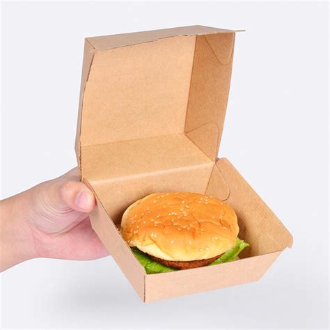 2 Sizes Kraft Paper Burger Box Burger Takeaway Box Thickness 250gsm