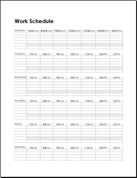 Excel Monthly Work Schedule Template | DocTemplates