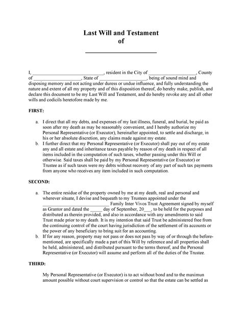 39 Last Will and Testament Forms & Templates ᐅ TemplateLab