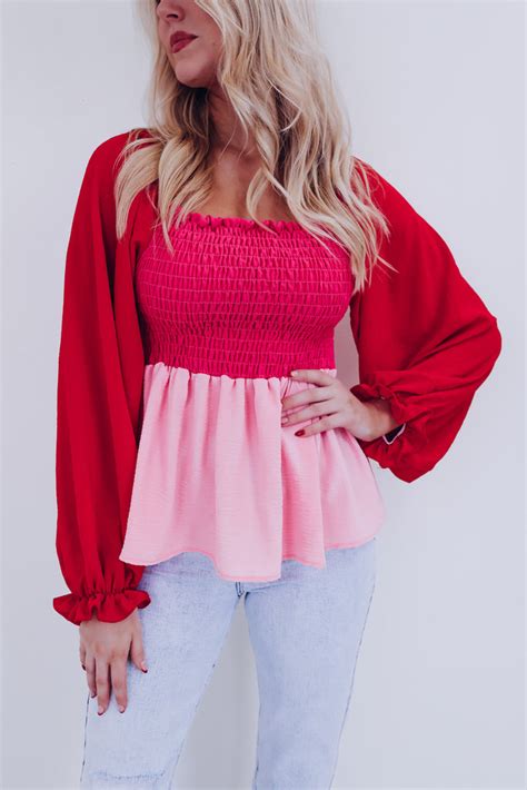 Shiloh Smocked Peplum Top Pink Whiskey Darling Boutique