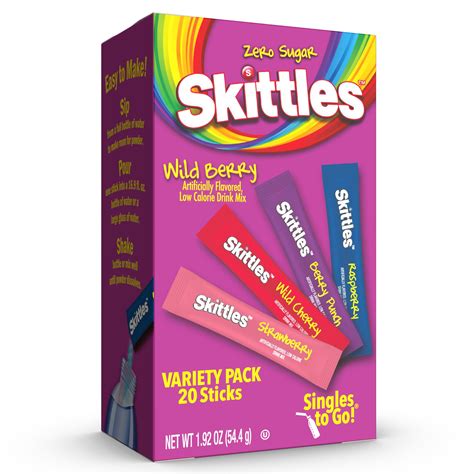 Skittles Singles To Go Wild Berry Variety Pack Watertok Powdered Drink