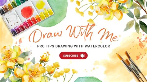 Drawing Watercolor Floral Template for Youtube Banner 41915926 Template