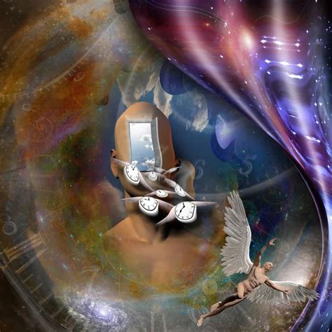 Surrealism Man S Head Opened Door Another World Naked Man Wings Stock Photo Rolffimages