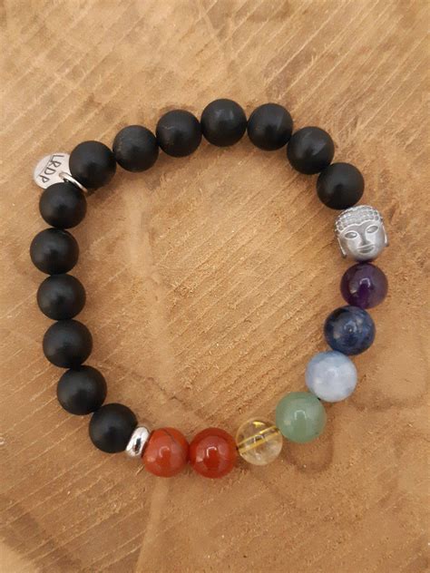 Bracelet Des Chakras En Onyx Mat Larondedespierres