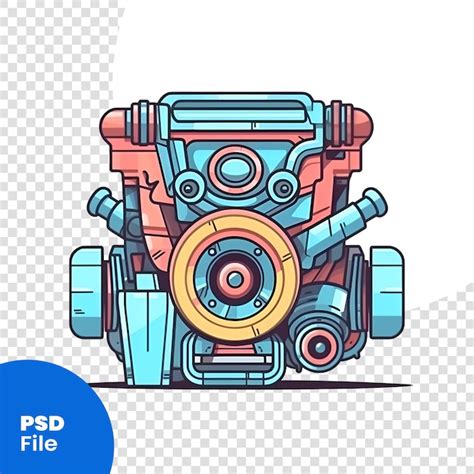 Premium PSD | Car engine vector illustration in cartoon style on white ...