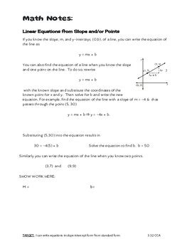 Algebra 1 CPM Chapter 2 Guided Notes By Jennifer Roder TPT