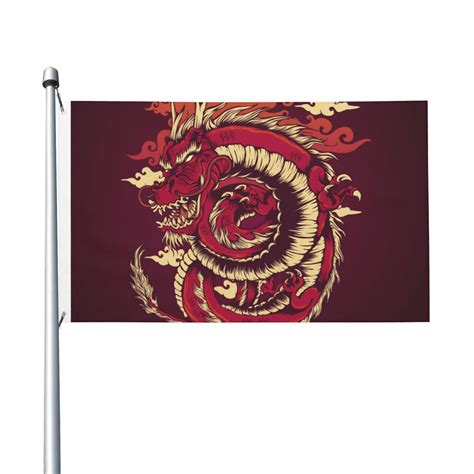 red dragon cloud japan traditional flag  ft garden yard house flags