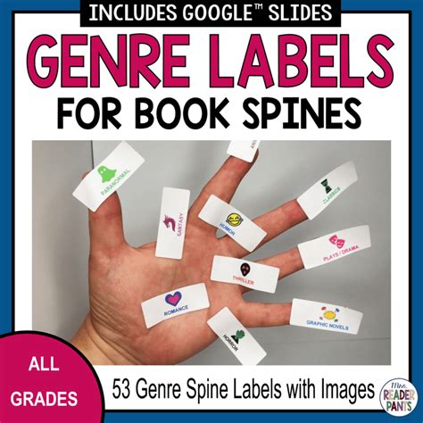 Library Genre Spine Labels - 53 Book Labels for Library Genrefication - MrsReaderPants