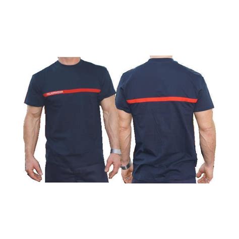 T Shirt French Navy Feuerwehr Gestickt Auf Rotem Streifen M Feuer