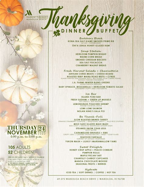 Thanksgiving Dinner Buffet - Waikoloa Beach Resort