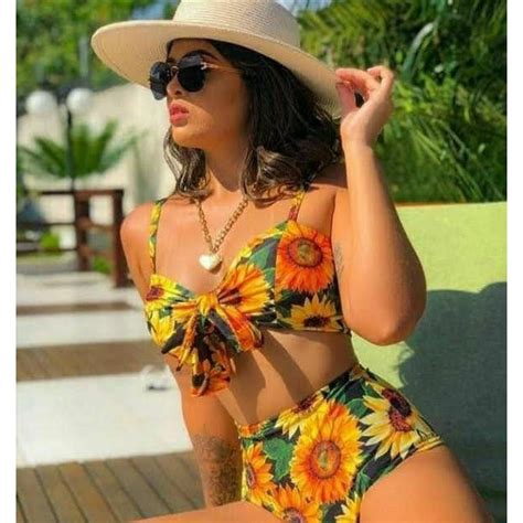Biquíni Hot Pants Cintura Alta Cropped e Alcinha Girassol em Promoção Ofertas na Americanas