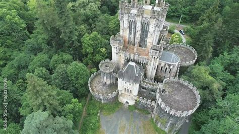 Butron Castle from aerial view in 4k Stock Video | Adobe Stock