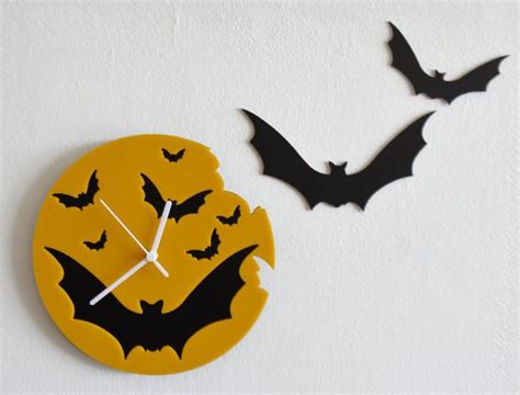 Bats Black And Yellow Silhouette Wall Clock Etsy Clock Wall Clock Diy Clock Wall