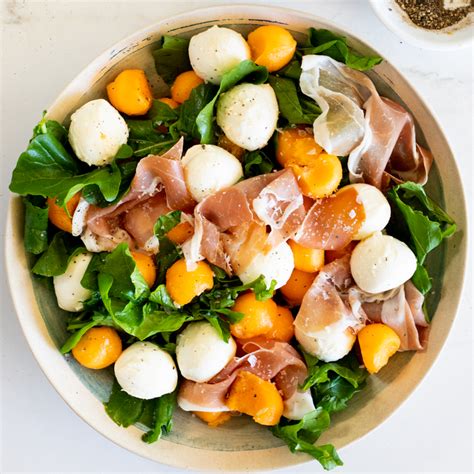 Quick And Easy Prosciutto Melon Salad With Mozzarella Simply Delicious