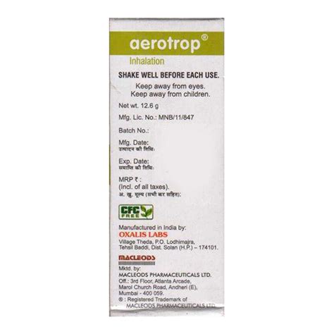 Aerotrop Inhalation Md Buy Medicines Online At Best Price From