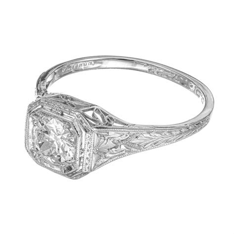 Egl Certified 55 Carat Diamond Edwardian Platinum Engagement Ring For