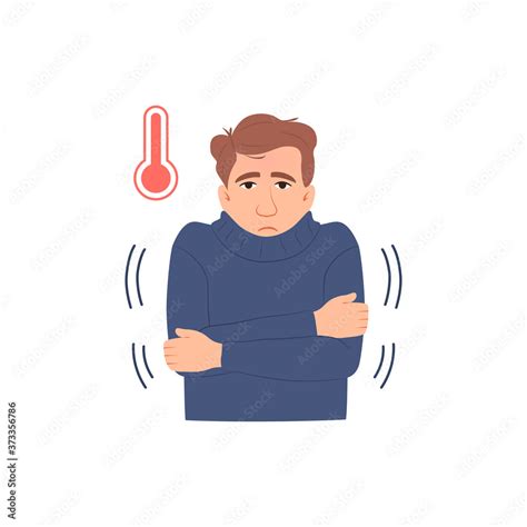 Sick Person Portrait Isolated Flat Icon Man In Fever With High