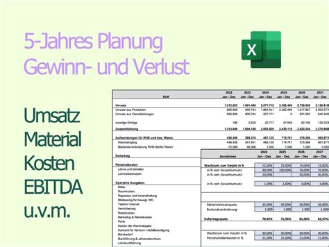 GuV Planung Vorlage für 5 Jahres Planung der Gewinn und