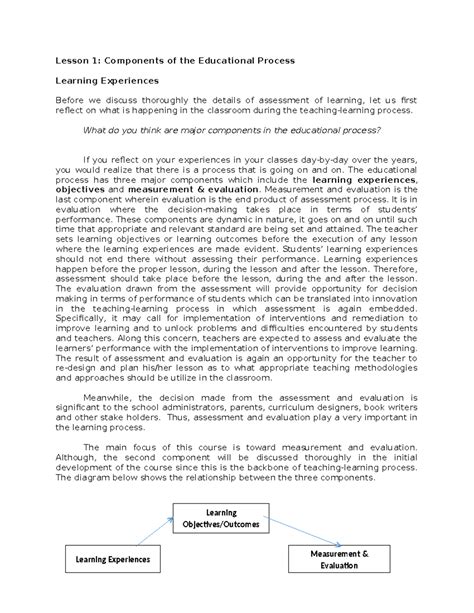 Part 1 mod 1 - module - Lesson 1: Components of the Educational Process ...