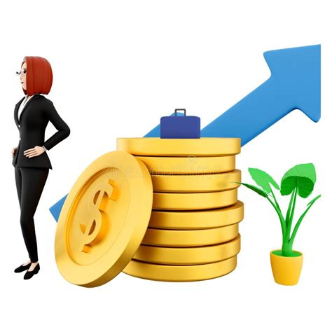 3d Render A Woman Standing With Money 3d Rendering Investing Money