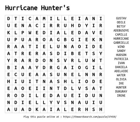 Download Word Search on Hurricane Hunter's