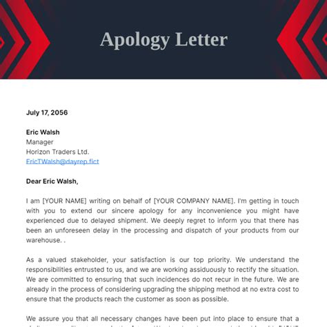 Apology Letter Template - Edit Online & Download Example | Template.net