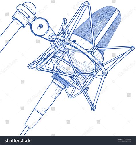 Professional Microphone Technical Draw Stock Illustration 18497605