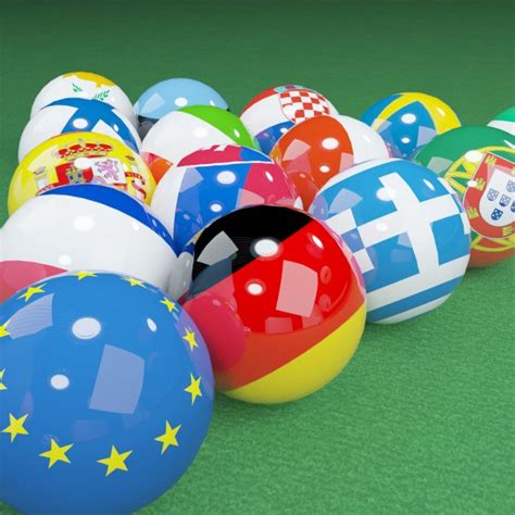 D Illustration Of Eu Flags On The Pool Table Stock Photo By Aaz Z