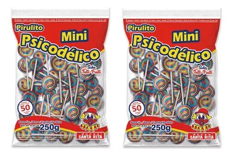 Pacotes Pirulito Mini Psicod Lico Colorido Santa Rita G