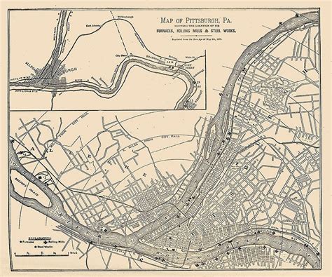 1879 Map of Pittsburgh Pennsylvania Furnaces Mills Steel Works - Etsy ...